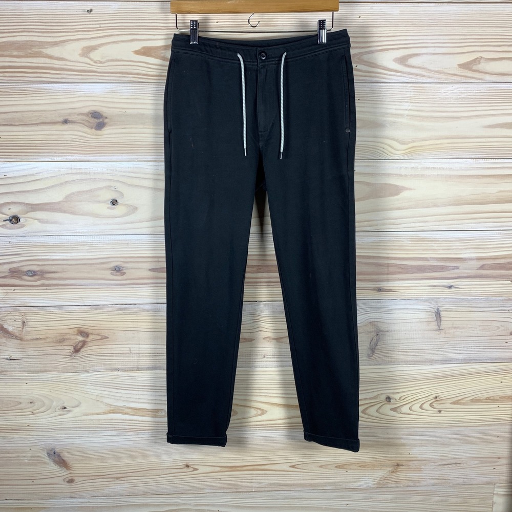 Vuori Jogger Pants Mens S Black Chino Style Knit Drawstring V450 Tapered Cuffed
